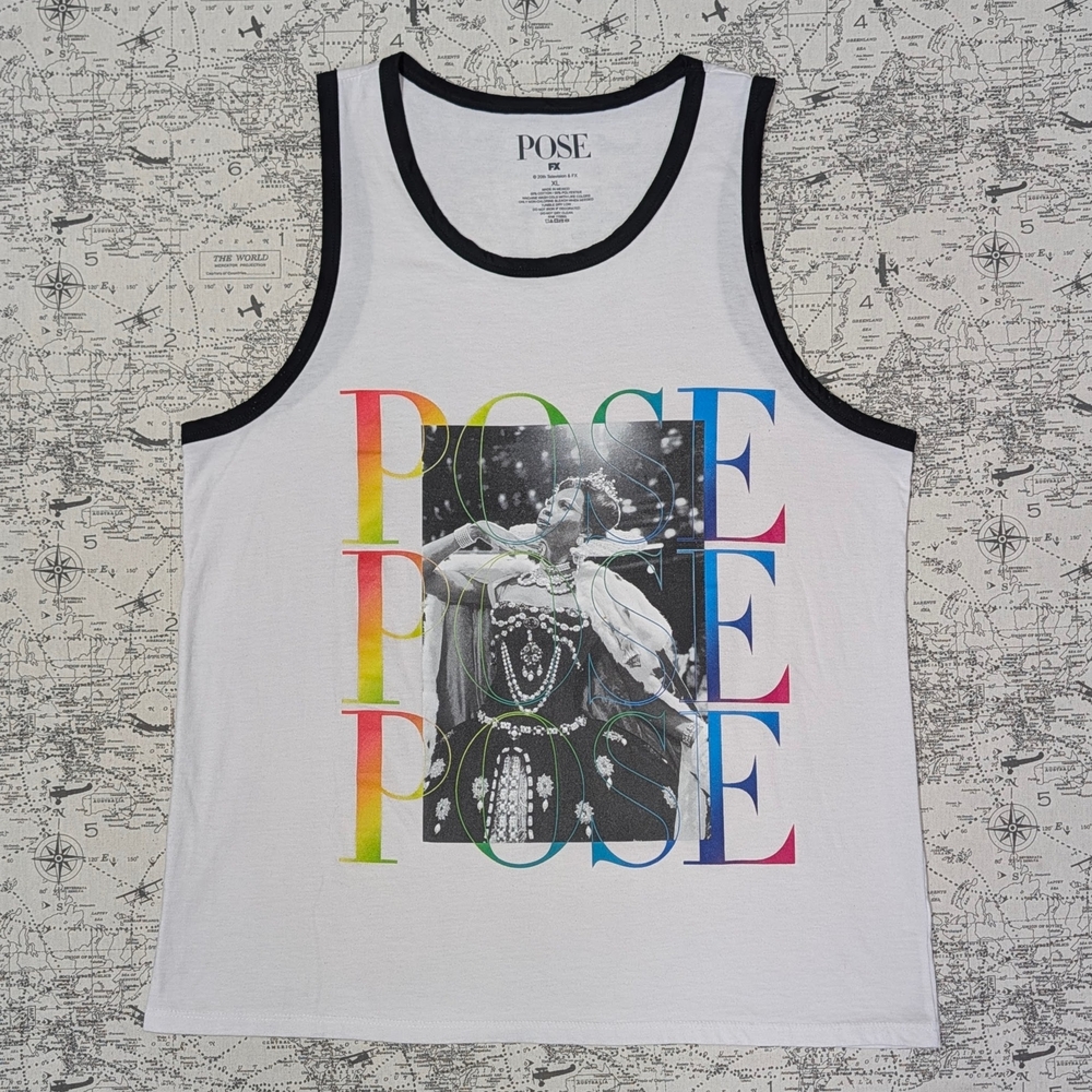 POSE FX TV Show Graphic Tank Top In White With Black Trim Unisex Size XL